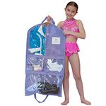 Waterproof Hanging Garment Bag 35 inch Clothes Bag with Gusset, 5 Pockets & Side Zip for Dance Costumes, Skating, Theatre, Beauty Pageants. Best for younger performers with small costume pieces.