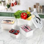 4 PC Large Fresh Fruit Containers for Fridge,Luxear Fridge Container Set BPA Free,Dishwasher & Microwave Safe Produce Keeper Fresh Box for Refrigerator,Stackable Clear Frigerator Organizer for Kitchen