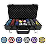 YUZPKRSI Clay Poker Chips, 300-Piece Poker Chip Set with K-Type Shock Resistant Poker Case, 14 Gram Numbered Casino Clay Chips, Cards, Buttons and Dices for Texas Holdem Blackjack Gambling