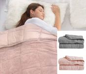 rejuvopedic Huggy Weighted Blanket / 120x180cms / 12lbs / Pink/Warm and Cosy Teddy Fleece Fabric/Anxiety Stress Relief