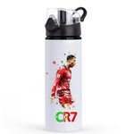 Ron Brando Ronaldo Printed Aluminum Sublimation Water Bottle-750ml Sports/School/Gym/Home/Office/Travel For Boys/Girls, And Gift Brother, Sister, Friends, Adults,Sipper Cap (Ronaldo-Design-8D)