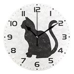 JUMBEAR Cat Wall Clock Non Ticking Silent Round Home Decor Kitchen Bedroom Living Room Clock