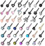 ONESING 44 Pcs 20G Nose Rings Studs