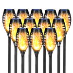 LQWELL® Solar Lights Solar Torch Light for Outdoor Garden Pack of 12 12 LED Solar Lamp with Realistic Flame Effect IP65 Waterproof Garden Torches Solar Path Backyards Lawn Lighting (Pack of 12)