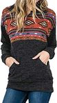 Voopptaw Pullover Sweaters for Women Juniors Fall Long Sleeve Cotton Patchwork Shirts Tunic Tops Orange Medium