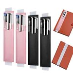 YQWIN 4Pcs Pen Holder Adjustable Elastic Band Pen Holder Leather Pencil Holder Pen Sleeve Pouch Colorful Pen Case Elastic Detachable Notebook Pen Holder for Hardcover Notebooks, Journals, Planners(Black&Pink)