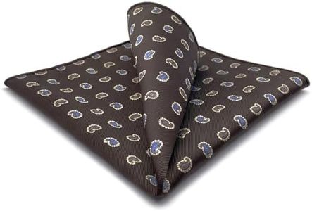 S&W SHLAX&WING Pocket Square for Men Suits Brown Paisley Blue Yellow Elegant Handkerchiefs