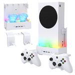 FYOUNG Wall Mount Kits for Xbox Series S with Cooling Fan, RGB Color Fan Cooler System Stand with 3 Levels Adjustable Speed, Extra 3 USB Port & 2 Controller Holder for Xbox Series S Accessories