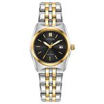 Citizen Ladies Corso Eco-Drive Watch 28mm Two-Tone Stainless Steel Case and Bracelet with Black Dial (EW2299-50E)