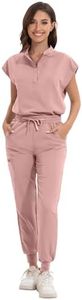 GGEH Scrub for Women Set - Stretch Scrub Top & Jogger Pants Mandarin Collar Anti-Wrinkle Scrub Suit Medical Uniform