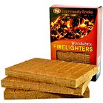 Natural Wood Eco Firelighters. 96 Sustainable Fire-starters Ideal for Wood Burners, Fire Pits, Pizza Ovens, BBQs. No Kindling Required. Lights Even When Damp.