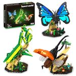 Insect Collection Building Toy Set, with Life-Size Blue Butterfly, Mantis and Beetle Display Models, Fun Gift for Nature Lovers, Bug Building Office Home Decorative, Gifts Ideal for Adults Kid 6+