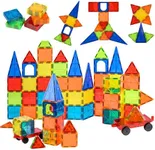 Nutty Toys Magnetic Tiles & Car Set, STEM Educational Magnet Building Blocks Top Kids Toddler Activities Birthday Gifts for Age 3 4 5 6 7 8 Year Old Best Boy Girl Christmas Stocking Stuffers Idea 2024