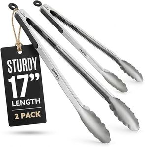 Kona Premium Stainless-Steel Locking Grill Tongs [Set of 2] 18 inch, Sturdy, Heavy Duty Tongs - Great for Cooking, Grilling, and Barbecue (BBQ)