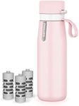 PHILIPS Filtered Water Bottle, Insulated Stainless Steel Water Bottles with Filter, Replaces 450 Plastic Bottle with 3 GoZero Everyday Water Filter, BPA-Free Filter Bottle, Keeps Cold/Hot,18.6oz Pink