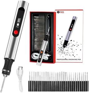 Cordless Engraving Pen Tool – Rechargeable Portable Engraver Kit with 30 Bits, Stencils & Guide – DIY Etching Pen for Metal, Wood, Glass, Stone, Plastic & More (Silver)