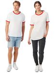 Alternative Men's Ringer Tee, Jersey Keeper Ringer Shirt, White/Red, Large