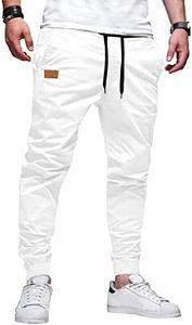 JMIERR Mens Casual Joggers Pants - Cotton Drawstring Chino Cargo Pants Hiking Outdoor Twill Track Jogging Sweatpants Pants with Pockets for Men, US 46(5XL), C White