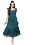 AAYU FIT & Flare Georgette Calf Length Dress for Women Green (36 Size)