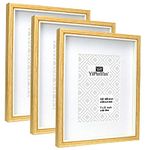 10x8'' Inch Wood & White Inaly Two Tone Picture Frames with Mount for 7 x 5'', Stylish Gallery 8 x 10 '' Photo Frames 3PK,Boxed 5 x 7'' Frames With Glass Front for Tabletop or Wallmounted