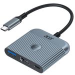 acer Type-C to HDMI Adapter [4K@60Hz, with Screen ON/Off Button] 3-in-1 Multiport Adapter USB C to USB A 3.0, 100W PD, Compatible for Laptop, Tablets, MacBook Pro/Air, iPad, TV, Monitor