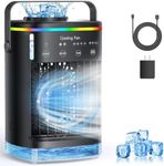 Portable Air Conditioner, Personal Cooling Fan Air Conditioner Portable with 4 Wind Speed & 2 Mist Level & 2-8H Timer & 7 LED Light Mini Evaporative Air Cooler for Home Office Room, Black
