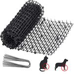 MUSEDAY D5SML Cat Scat Mat with Spikes 2 x 0.28 M Cats Spikes Repellent Deterrent Garden Mat Anti-Cat Prickle Strips Dig Stopper with 8 Metal U Pegs for Outdoor Garden Farm Fence,Black