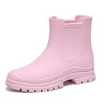 Pearleaf Womens Wellington Rain Boots Outdoor Garden Wellies Boots Ankle Waterproof Shoes Pink UK 6.5