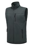 YSENTO Men's Golf Vest Lightweight Softshell Windproof Hiking Running Sleeveless Jackets Dark Grey M