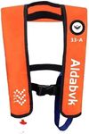 Aldabvk adult automatic inflatable lifejacket, A-33, buoyancy vest, outdoor water sports, buoyancy of 330 pounds, adjustable seat belt size, 33 gram carbon dioxide cylinder [orange]