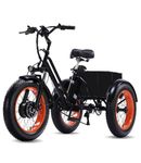NOMIGO Electric Tricycle for Adults, 48V 15Ah Removable Battery, Up to 50-70 km PAS Range, 20 x 4.0 Fat Tyres, 7-Speed 3-Wheel Electric Bike Orange