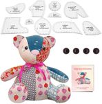 15 Inch Fosdonge Acrylic Memory Bear Template Ruler Set with Detailed Instructions, Sewing Patterns for Beginners, Teddy Bear Quilting templates (Sitting Height 9in)