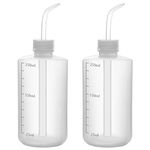 FunChem Chemical Wash Bottle, 2-Pack Plastic Lab Squeeze Washing Bottle with Clear Graduations, LDPE, Narrow Mouth (250 mL)