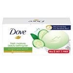 Dove Fresh Beauty Bar (pack of 6) 75g each for Hydrated Skin with Cucumber & Green Tea Leaves scent