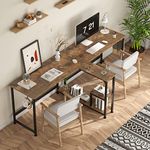 CAIYUN 83.7" Two Person Desk, Computer Desk with Storage Shelves, Office Desk with Monitor Stand, Long desks for Home Office, Rustic Brown