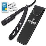 Kutting Edge - Professional Straight Edge Razor - Barber Razor with 10 Derby Double Edge Blades - Matte Black Stainless Steel Men Traditional Barber Shaving Razor