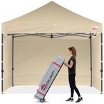 MasterCanopy Heavy Duty Pop-up Gazebo tent with Sidewalls (3x3M,Beige)