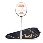 Li-Ning Air Force 80 Lite Carbon Fiber Strung Badminton Racket with Free Full Cover(Black/White,Pack of 1)