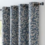 jinchan Farmhouse 80% Blackout Curtains for Bedroom Thermal Room Darkening Scroll Floral Patterned Insulated Living Vintage Country Curtain 2 Panels Blue