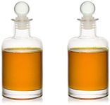 Satyam Kraft 2 Pcs Oil Bottle Designer Glass Bottle With Round Lid For Oil, Container, Storage, Showpiece, Juice, Milk, Drinks (2 Pcs, 16 Cm Height, Transparent), 250 Milliliter - 250 Ml