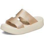 Crocs Women's Getaway Platform H-Strap Sandals, Wedge Sandals for Women, Stucco, 9