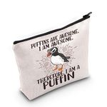 LEVLO Puffin Cosmetic Makeup Bag Puffin Lover Gift Puffins Are Awesome Makeup Zipper Pouch Bag For Puffin Fans, Puffins Are Awesome, Cosmetic Bag