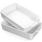 2-Pack Casserole Dishes for Oven, Large Baking Dishes 9x13,4.2 Quarts Baking Pan with Handles,Lasagna Pan Deep Casserole Dish Set Bakeware Oven Safe Ceramic Baking Dish for Lasagna,Wedding Gift, White