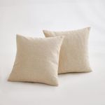 Sunday Praise Linen Decorative Throw Pillow Covers Solid Square Pillow Cases 18x18 Inches Farmhouse Accent Cushion Covers for Sofa Couch Bed&Car,Pack of 2 (Beige)