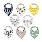 ALVABABY Baby Drool Bibs Teething Feeding Bandana Bibs For Boys And Girls Super Absorbent 100% Cotton Reusable Washable 8 Pack Newborn Infant Toddler Baby Gift