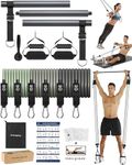 ALongSong Portable Pilates Bar Kit with Resistance Bands for Men and Women, Upgraded 3 Section Pilates Bar with Resistance Bands (30/40/50lb x2) for Home Gym Equipment Supports Full-Body Workouts