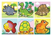 Frank 6 in 1 First Fun & Educational Jigsaw Puzzles for Kids - Combo Pack of 2 (3 Cardboard Puzzles Each) -Dinosaurs & in Water - Age 3 Years Old & Above- Fun & Challenging Brain Booster Games