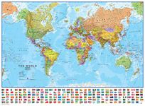 Maps International - World Map with Flags - Laminated - 84.1cm (w) x 59.4cm (h)