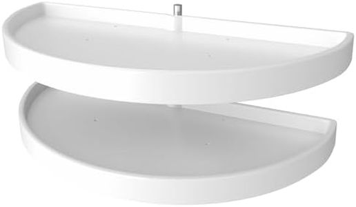 Rev-A-Shelf 39" Pull Out Half Moon Shelves for Blind Corner Kitchen/Bathroom Cabinets, 2 Shelf Sliding Organizer with Hardware, White, 6882-39-11-570