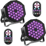 2PCS UV Black Lights 36 LED Par Light with Remote DMX Controlled Spotlight for Halloween Party Glow Fluorescent DJ Disco Wedding Christmas Stage Lighting Shows